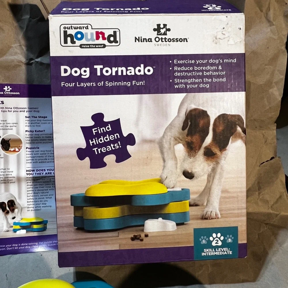 Outward Hound Nina Ottosson Dog Tornado Puzzle Toy Yellow Teal Intermediate Lvl